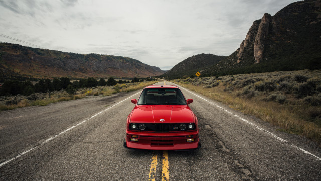 Mountain road red car nature free wallpaper for desktop - medium preview image