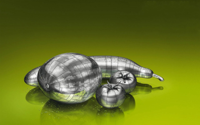 Silver object green surface banana free wallpaper for desktop - medium preview image