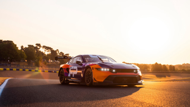 Sunset road yellow purple car free wallpaper for desktop - medium preview image