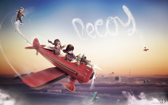 Red plane people sky dear free wallpaper for desktop - medium preview image