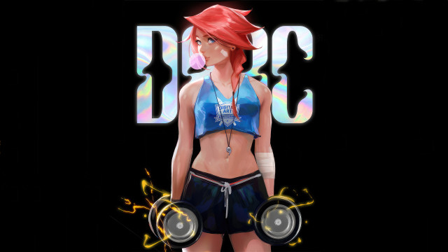 Girl blue top speakers disco free wallpaper for desktop - medium preview image