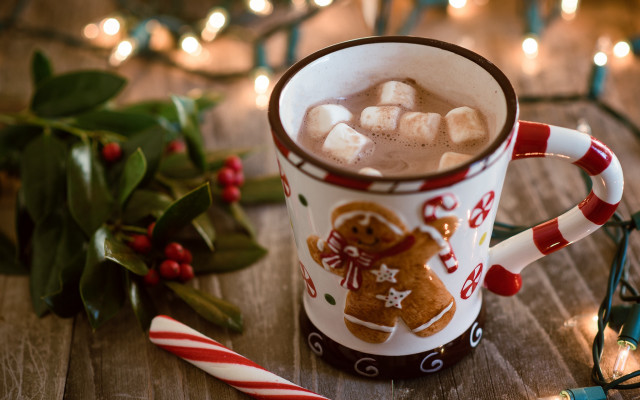 Hot chocolate marshmallows candycanes christmas free wallpaper for desktop - medium preview image