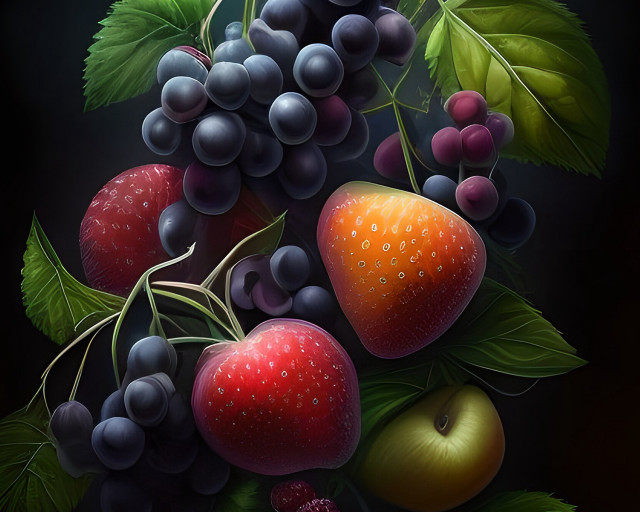 Berries apples leaves plant food free wallpaper for desktop - medium preview image