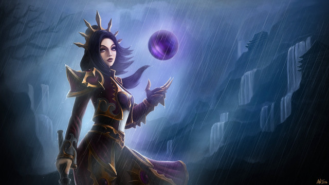 Woman costume ball rain purple free wallpaper for desktop - medium preview image