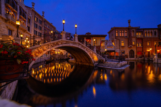 Bridge river building night lights #3 free wallpaper for desktop - medium preview image