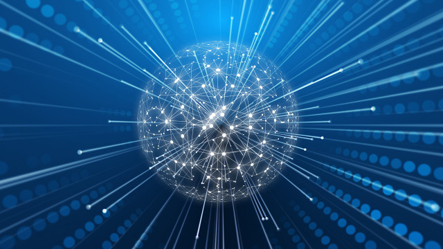 Sphere lines dots wireframe blue free wallpaper for desktop - medium preview image