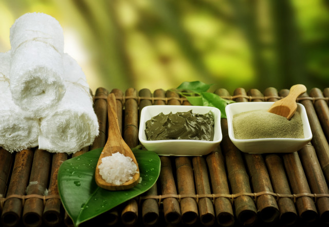 Bamboo mat green tea wooden free wallpaper for desktop - medium preview image