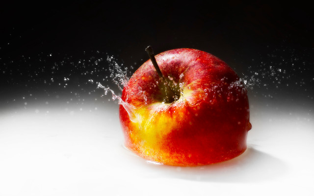 Red apple water splash black #2 free wallpaper for desktop - medium preview image