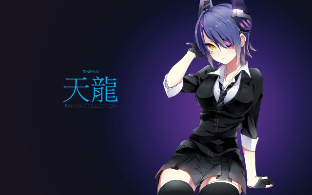 Tenryuu purple haired cat eared free wallpaper for desktop - medium preview image