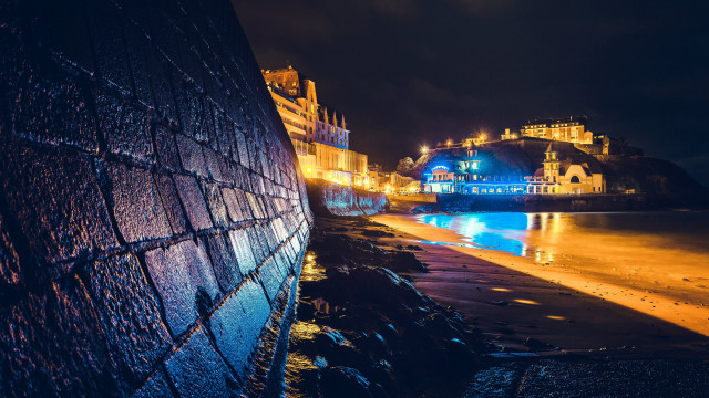 Night cityscape bridge clocktower artdeco free wallpaper for desktop - medium preview image