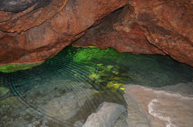 Cave green pool rocks holography free wallpaper for desktop - medium preview image