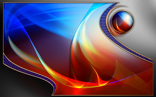 Blue red abstract gold border #2 free wallpaper for desktop - medium preview image