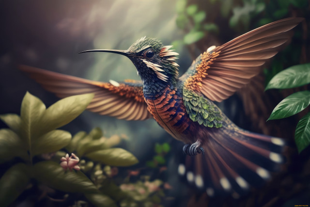 Bird long beak flying forest free wallpaper for desktop - medium preview image