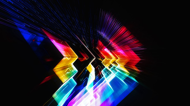 Colorful abstract lines shapes holography free wallpaper for desktop - medium preview image