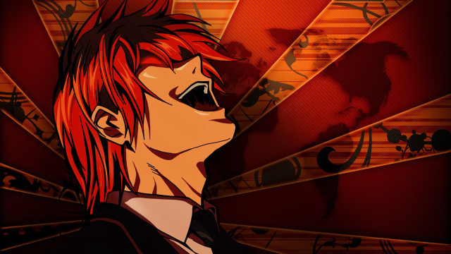 Red haired man worldmap anime free wallpaper for desktop - medium preview image