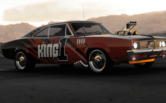 Red car king hill mountains #3 free wallpaper for desktop - medium preview image