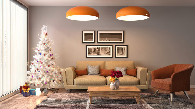 Livingroom christmastree coffeetable vase couch free wallpaper for desktop - medium preview image