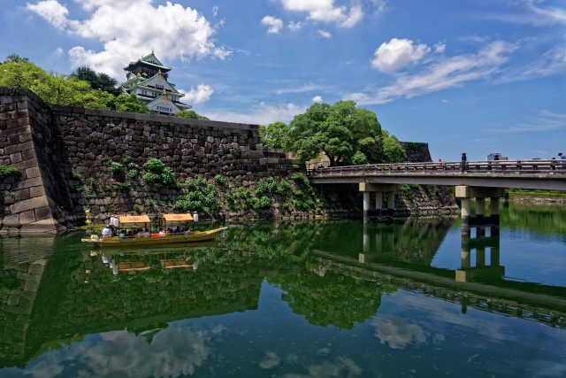 Boat water bridge pagoda magic free wallpaper for desktop - medium preview image
