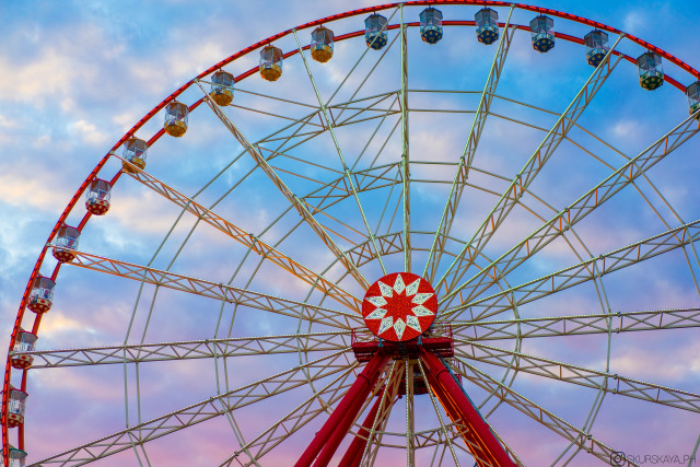 Ferris wheel clouds saturated constructivism free wallpaper for desktop - medium preview image