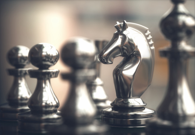 Silver chess horse raytraced blurry free wallpaper for desktop - medium preview image