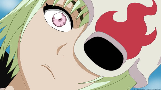 Weird face green hair red free wallpaper for desktop - medium preview image