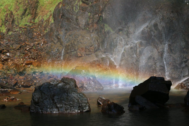 Rainbow waterfall rocks nature light #2 free wallpaper for desktop - medium preview image