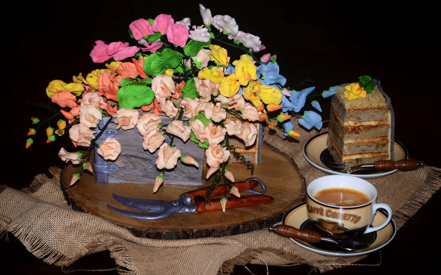 Flower cake coffee table pastel free wallpaper for desktop - medium preview image