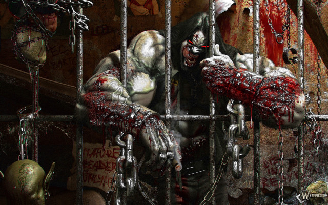 Man cage blood face hands free wallpaper for desktop - medium preview image