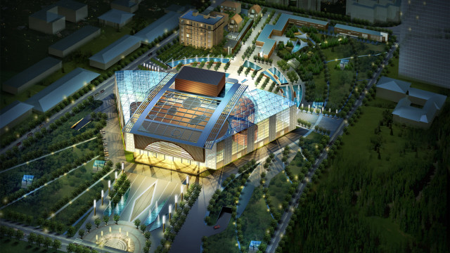 Night dome building urban architecture free wallpaper for desktop - medium preview image