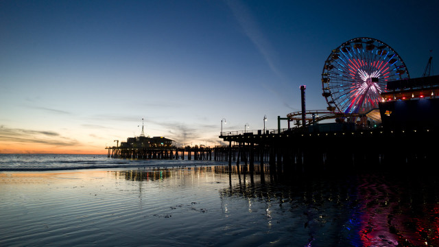 Ferris wheel pier sunset background free wallpaper for desktop - medium preview image