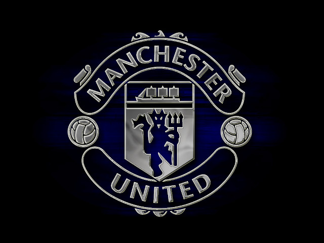 Manchester united logo black blue free wallpaper for desktop - medium preview image