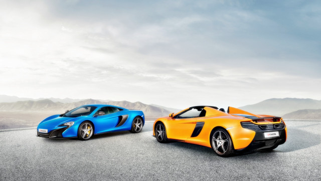 Sports cars parked desert road free wallpaper for desktop - medium preview image