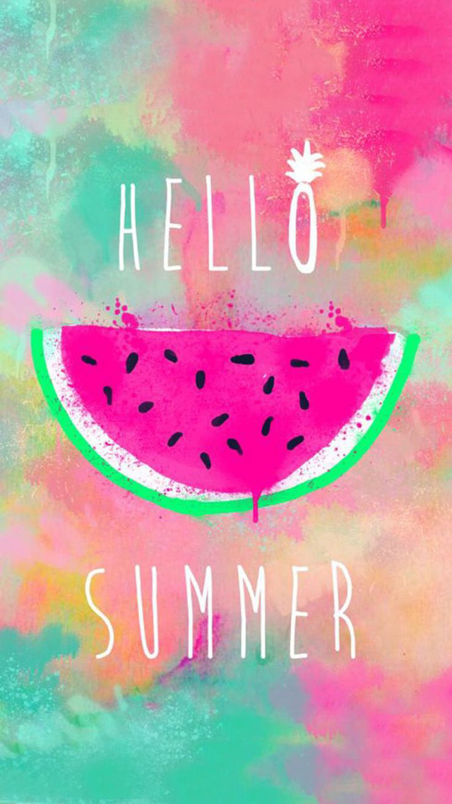 Watermelon slice hello summer white free wallpaper for mobile - medium preview image