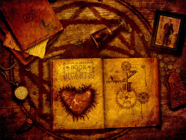 Book heart surroundings pen inkwell free wallpaper for desktop - medium preview image