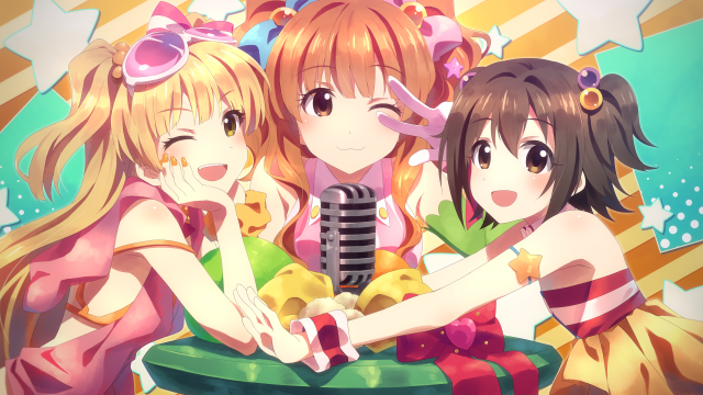 Three girls microphone cake table free wallpaper for desktop - medium preview image