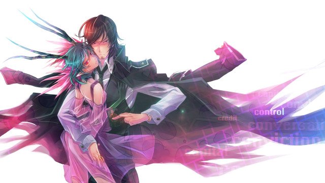 Anime couple hugging white background free wallpaper for desktop - medium preview image