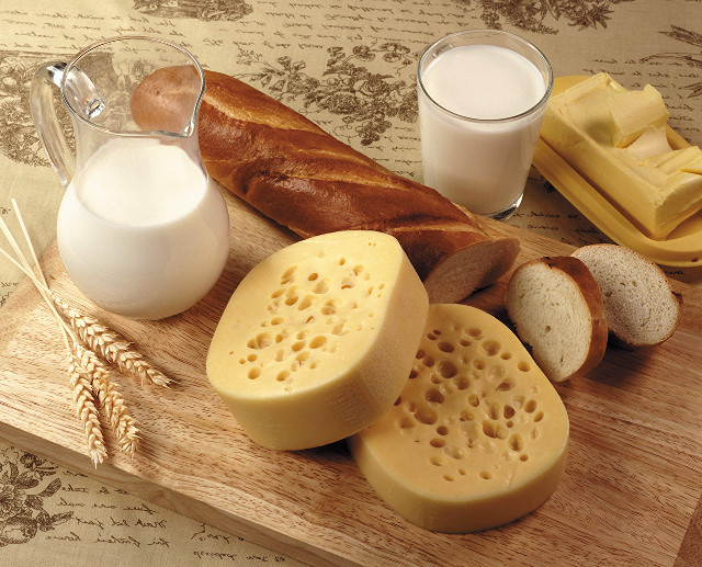 Wooden cuttingboard cheese bread milk free wallpaper for desktop - medium preview image