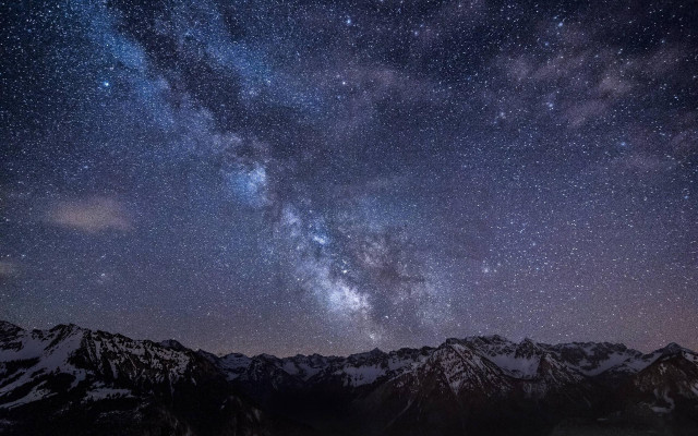 Night sky stars mountain range #2 free wallpaper for desktop - medium preview image