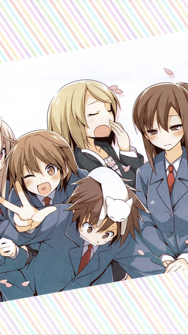 Anime girls school uniforms group free wallpaper for mobile - medium preview image