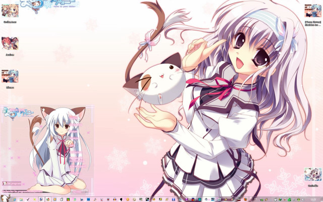 Anime girl holding cat on free wallpaper for desktop - medium preview image