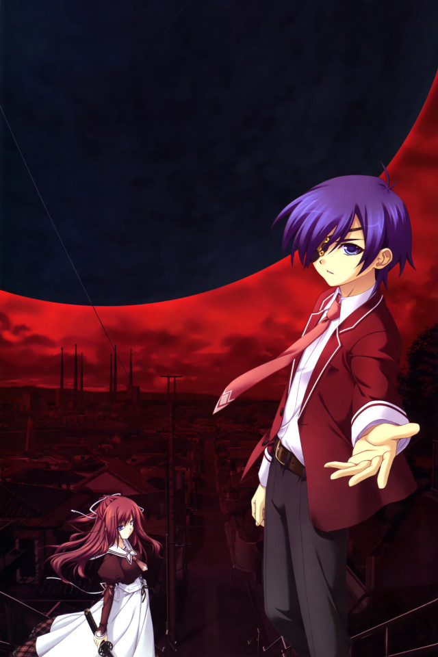 Man woman red sky kite free wallpaper for mobile - medium preview image