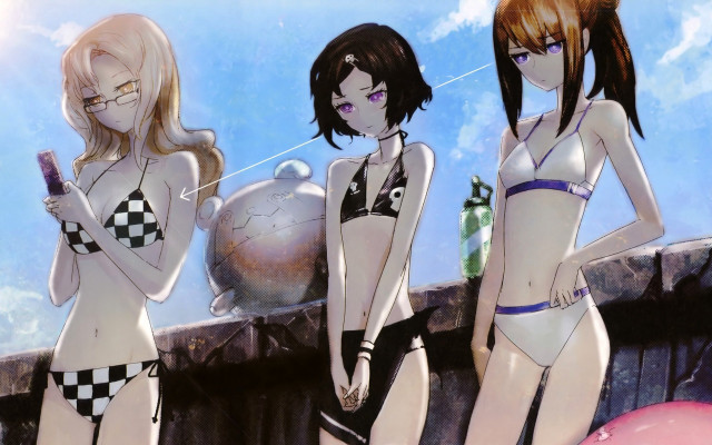 Cartoon girls bikinis pool ball free wallpaper for desktop - medium preview image