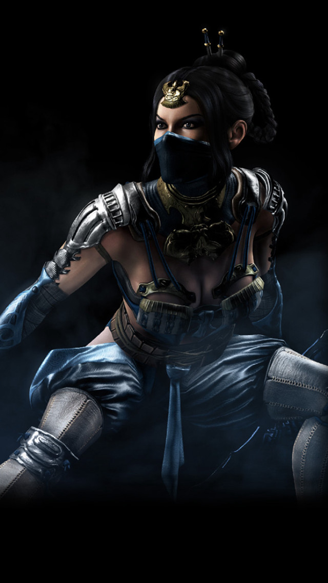 Woman black mask blue outfit free wallpaper for mobile - medium preview image