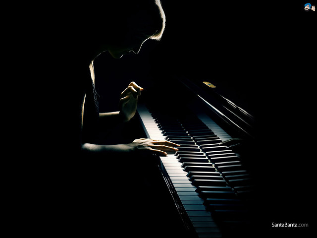 Man playing piano dark hands free wallpaper for desktop - medium preview image