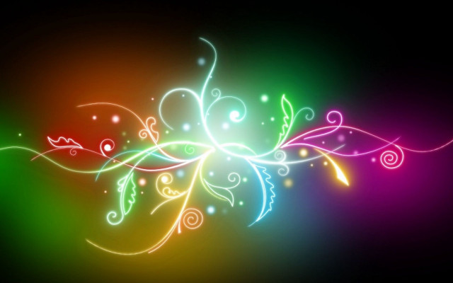 Colorful flower swirls bubbles black #2 free wallpaper for desktop - medium preview image