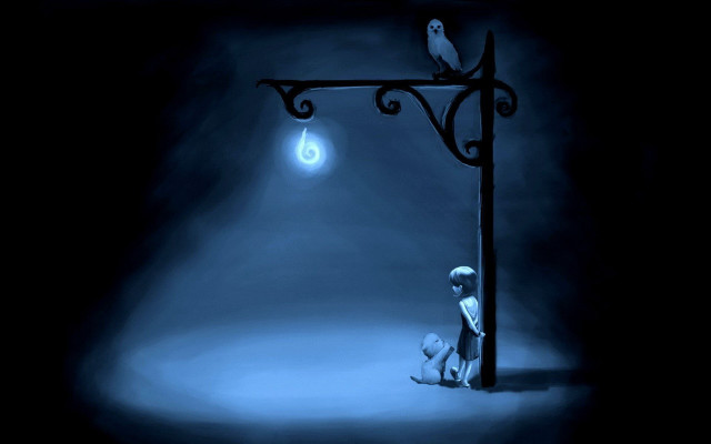 Cat streetlight bird back lightbulb free wallpaper for desktop - medium preview image