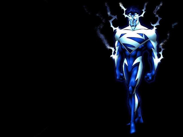 Man blue white suit lightning free wallpaper for desktop - medium preview image