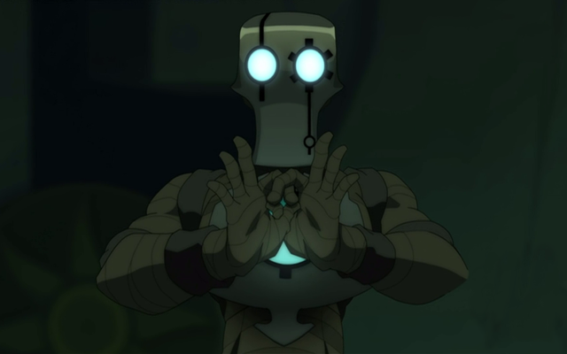 Robot glowing eyes light hand free wallpaper for desktop - medium preview image