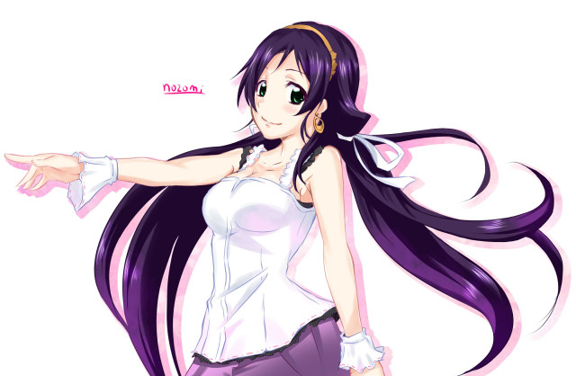 Woman purple hair pointing hand free wallpaper for desktop - medium preview image