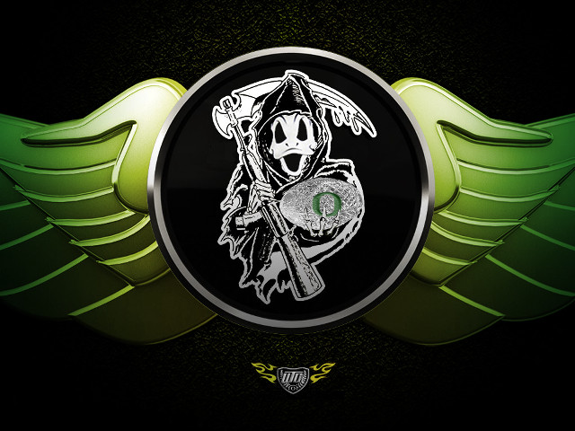 Green black emblem skeleton wings free wallpaper for desktop - medium preview image